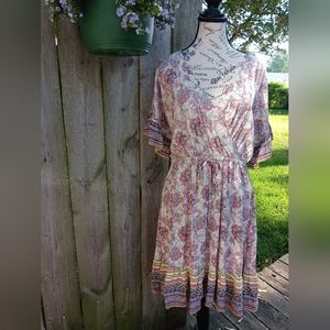 NWT Womens Mystree Serendipity Ruffle Sleeve V Neck Mauve Dress Size Medium